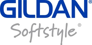 Gildan Softstyle logo with blue and gray text