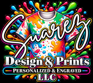 Colorful logo for Snarey Design & Prints LLC featuring a paint-splattered design with vibrant balloons and text about personalized and engraved products
